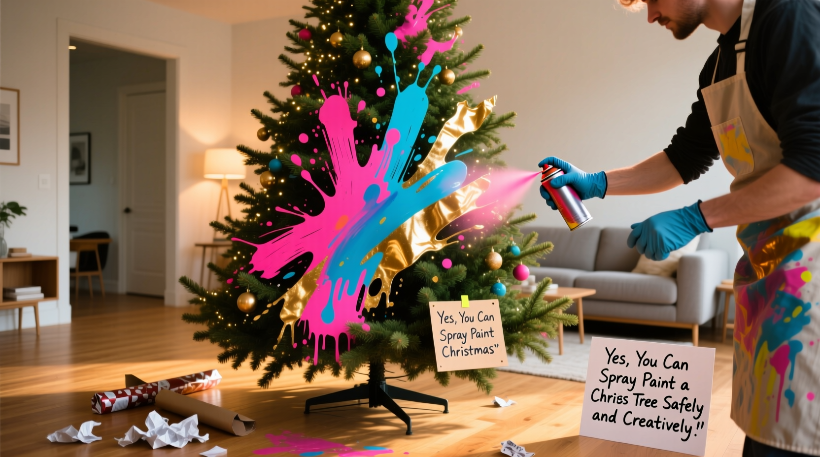 can you spray paint a christmas tree