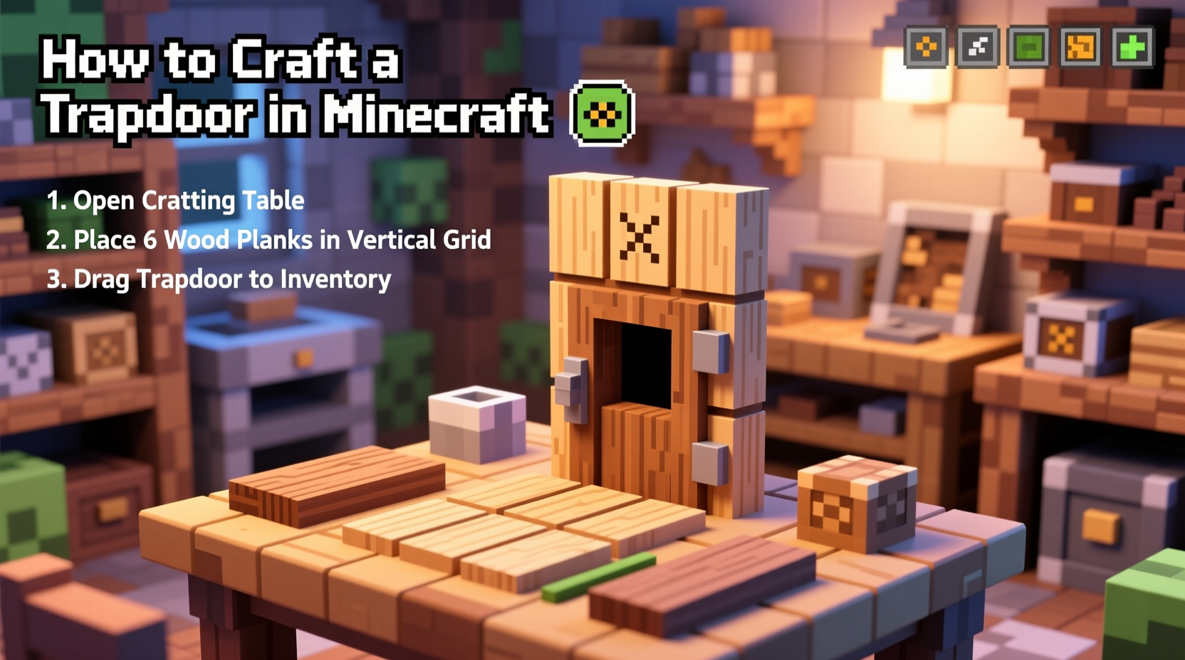 how to craft a trapdoor in minecraft