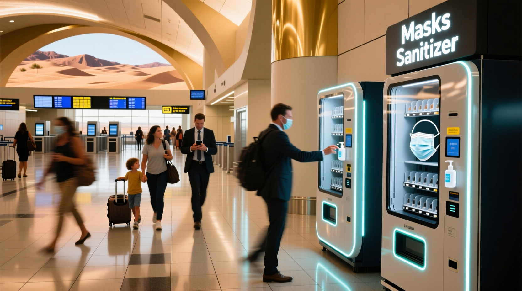Vending Machines at Las Vegas Airport Dispensing Masks & Hand Sanitizer: Transport & Logistics Guide