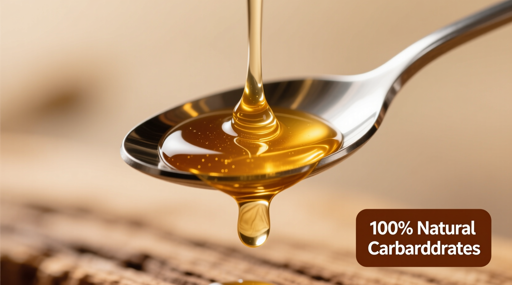 Close-up of honey dripping from spoon showing natural carbohydrate composition