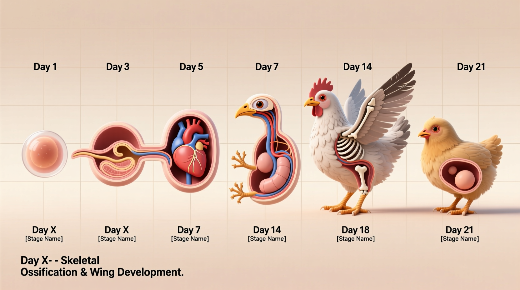 Chicken embryo development stages matching incubation timeline