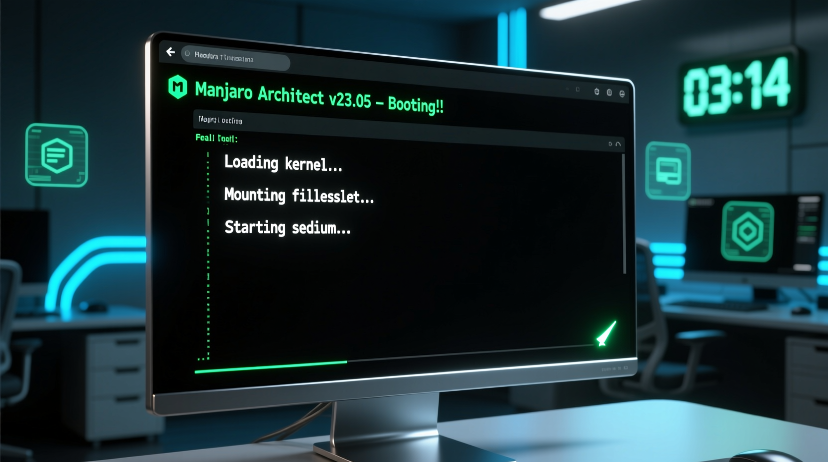 Manjaro Architect ISO boot screen showing terminal interface