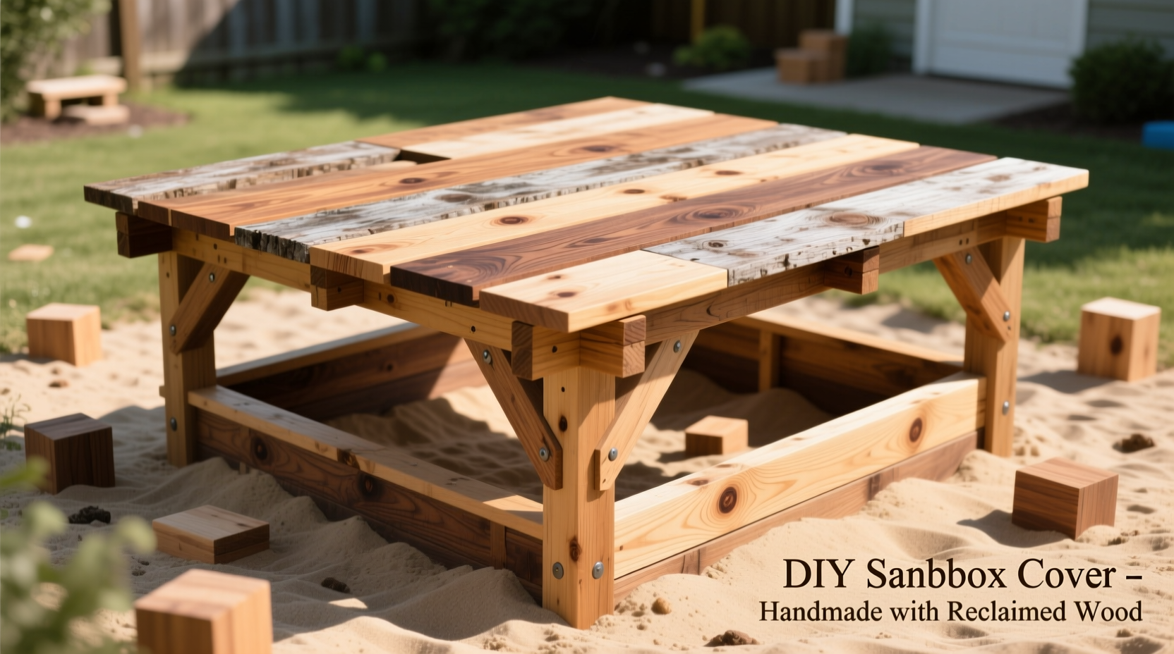 Various wood materials for DIY sandbox cover construction