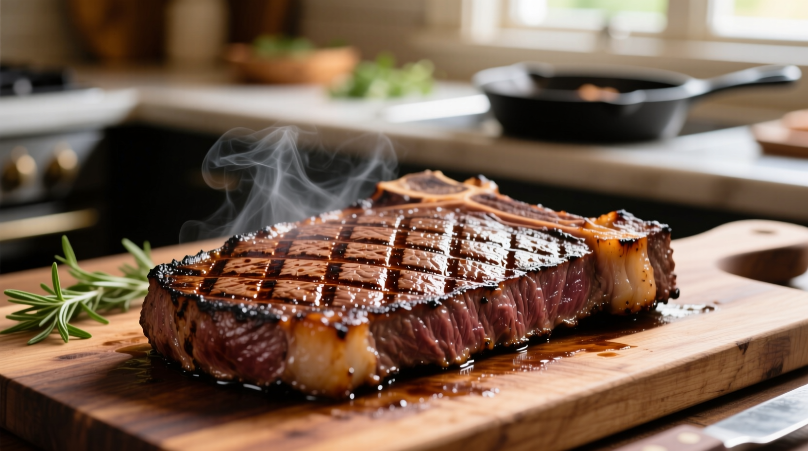 Perfectly grilled skirt steak with crosshatch marks
