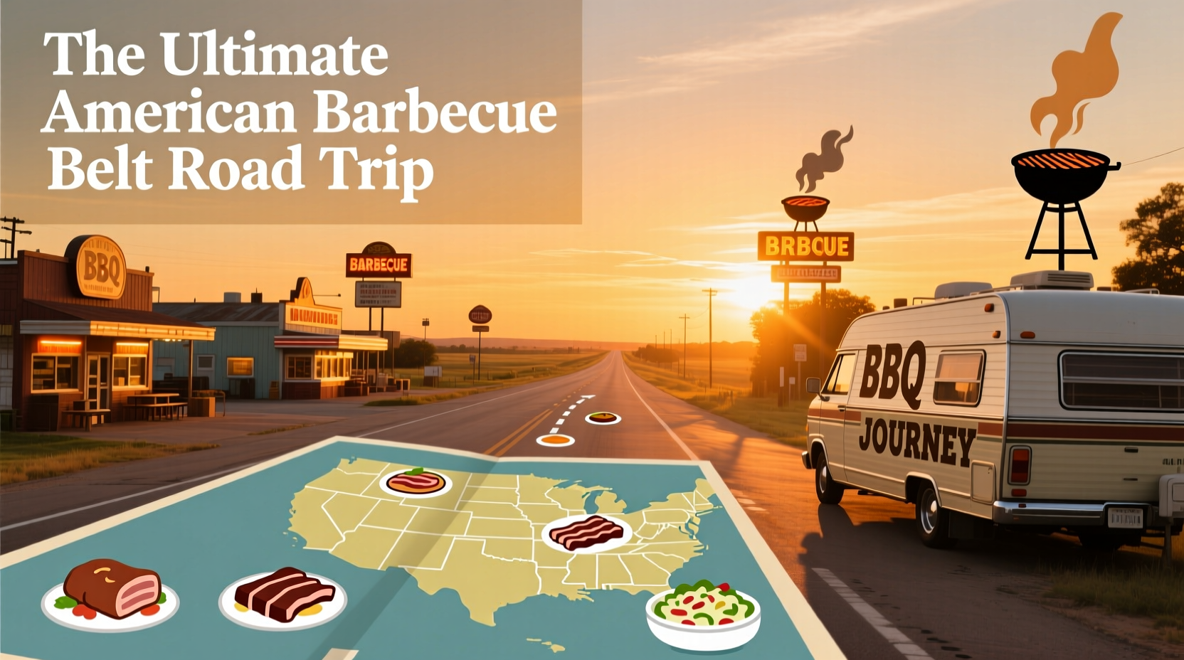 America Barbecue Belt Road Trip Map: Budget Travel Guide