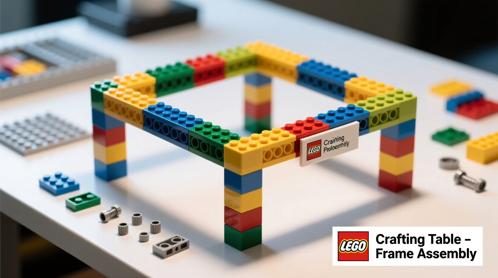 LEGO crafting table frame assembly