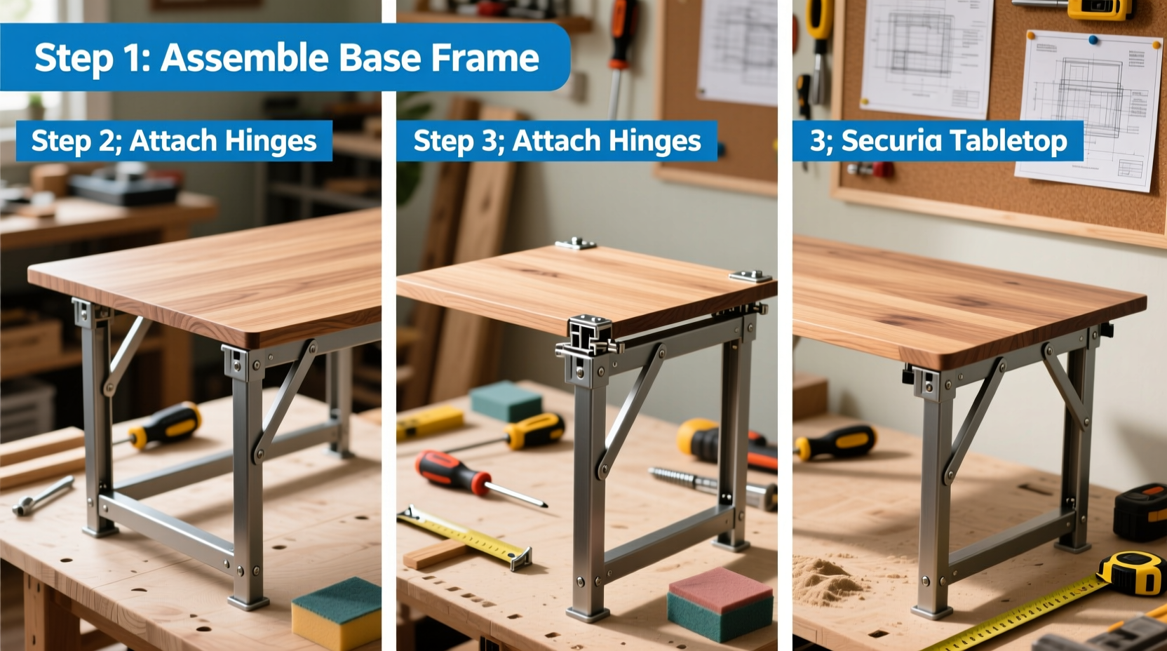 DIY foldable craft table construction process