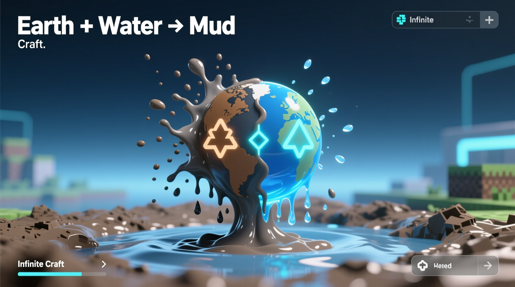 Infinite Craft gameplay showing earth and water combination