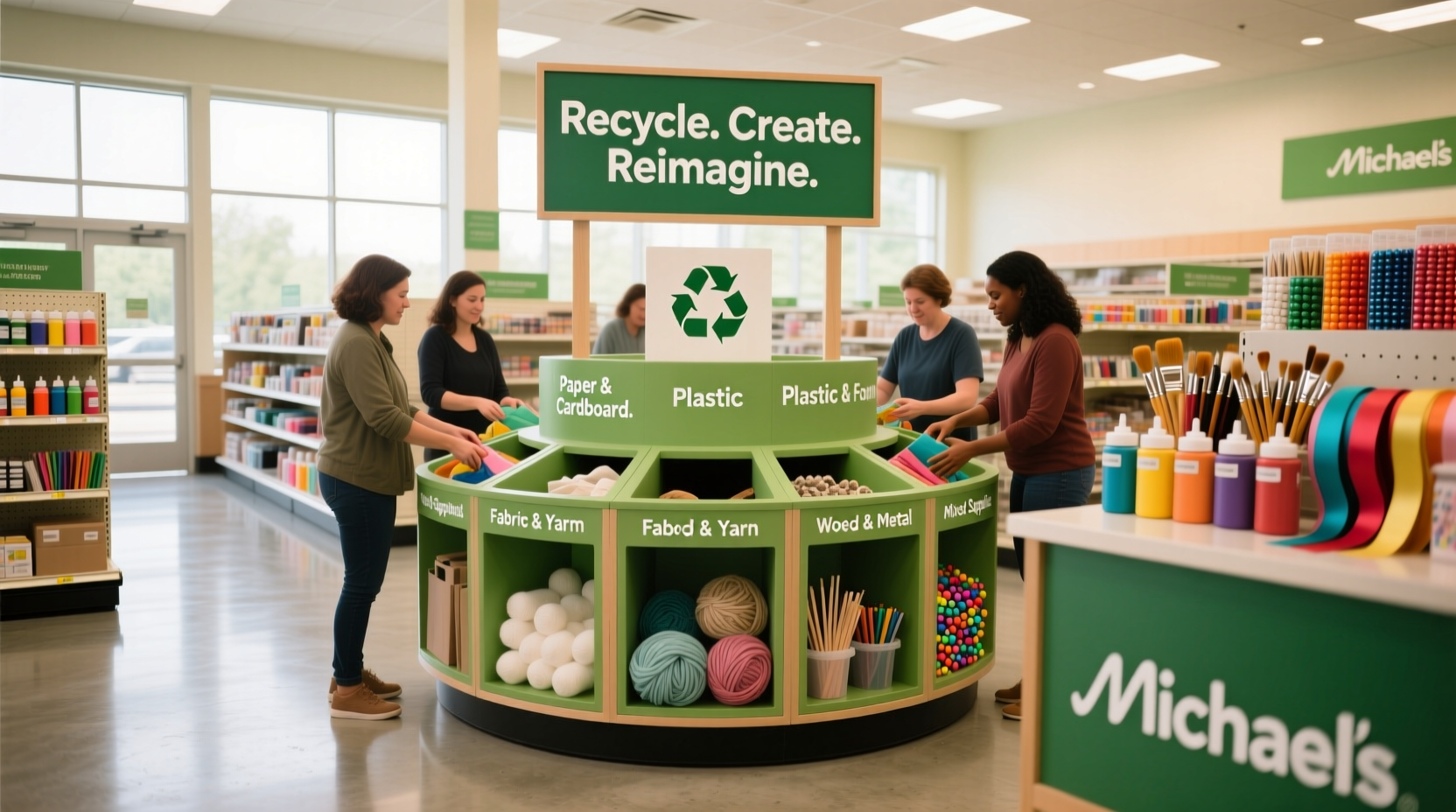 Michaels store recycling station for craft materials