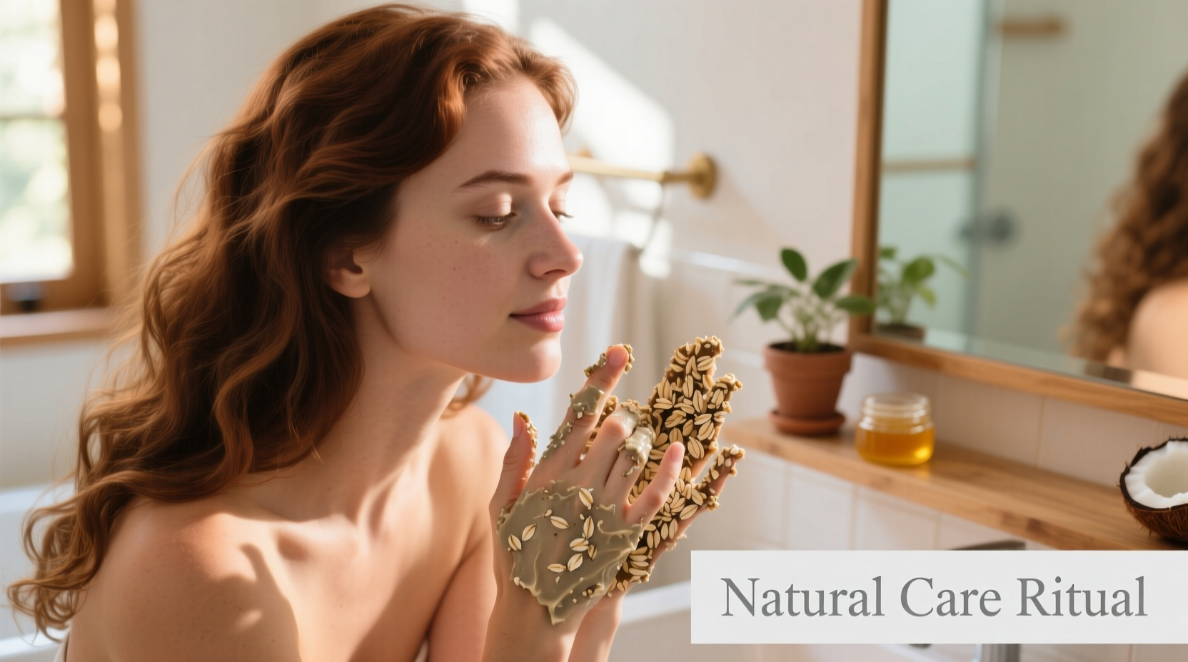 Woman applying homemade scalp scrub with fingertips