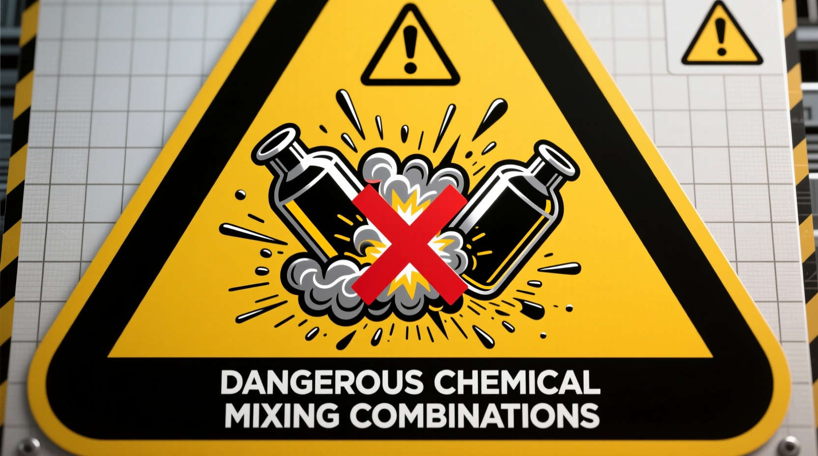 Warning sign showing dangerous chemical mixing combinations