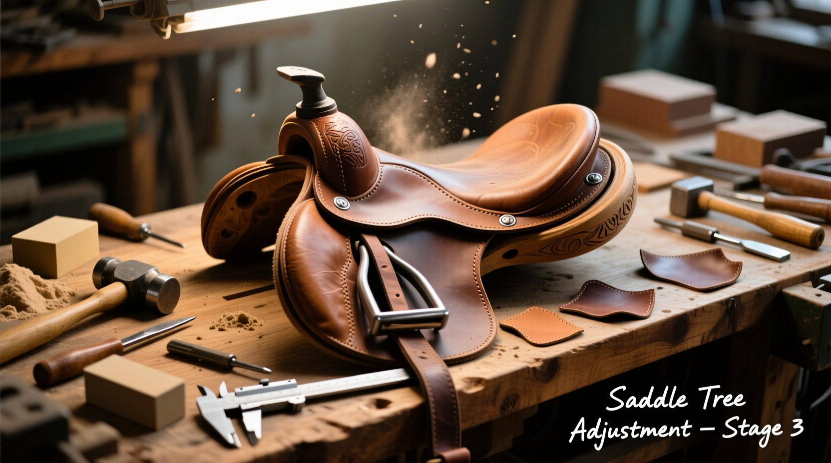Saddle tree modification process on workbench