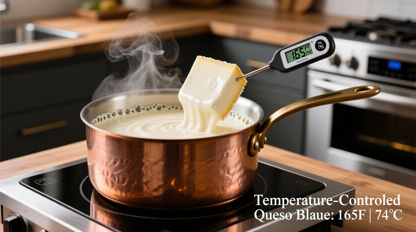 Temperature-controlled queso blanco cooking process