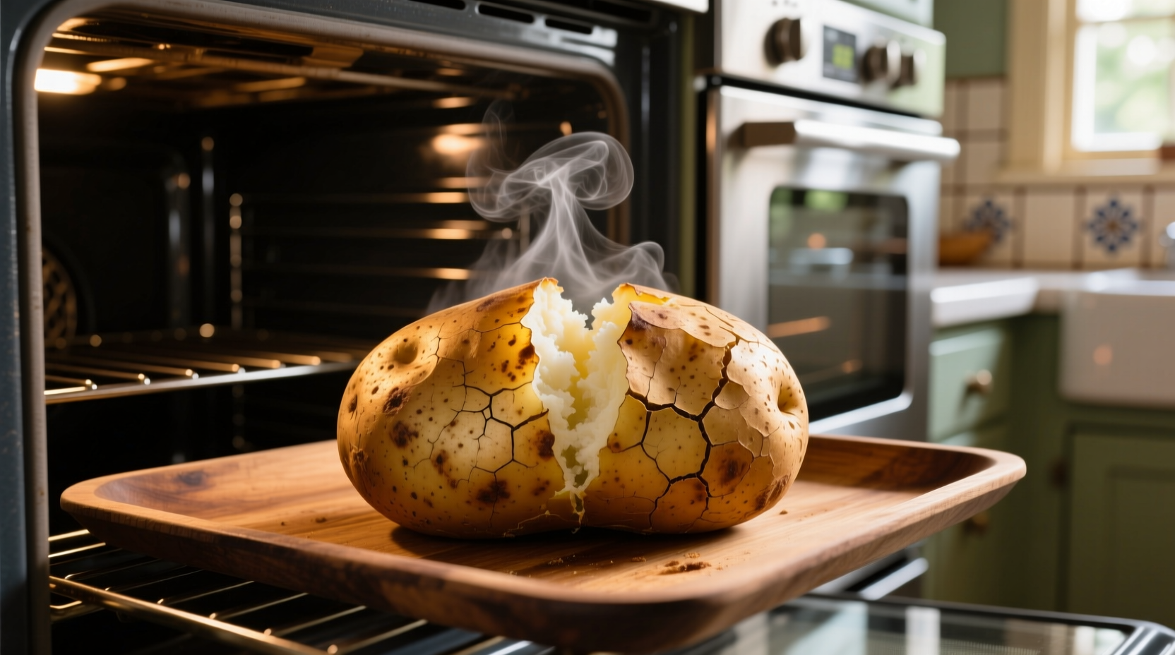 baked potato in the oven
