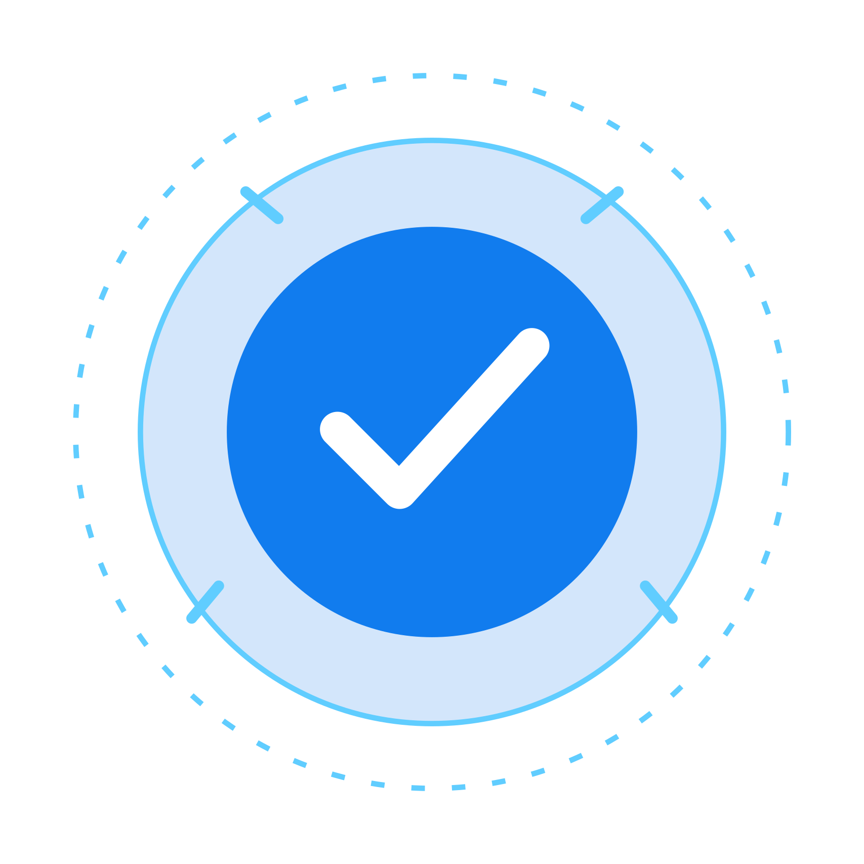 Illustrated guarantee seal with a check mark