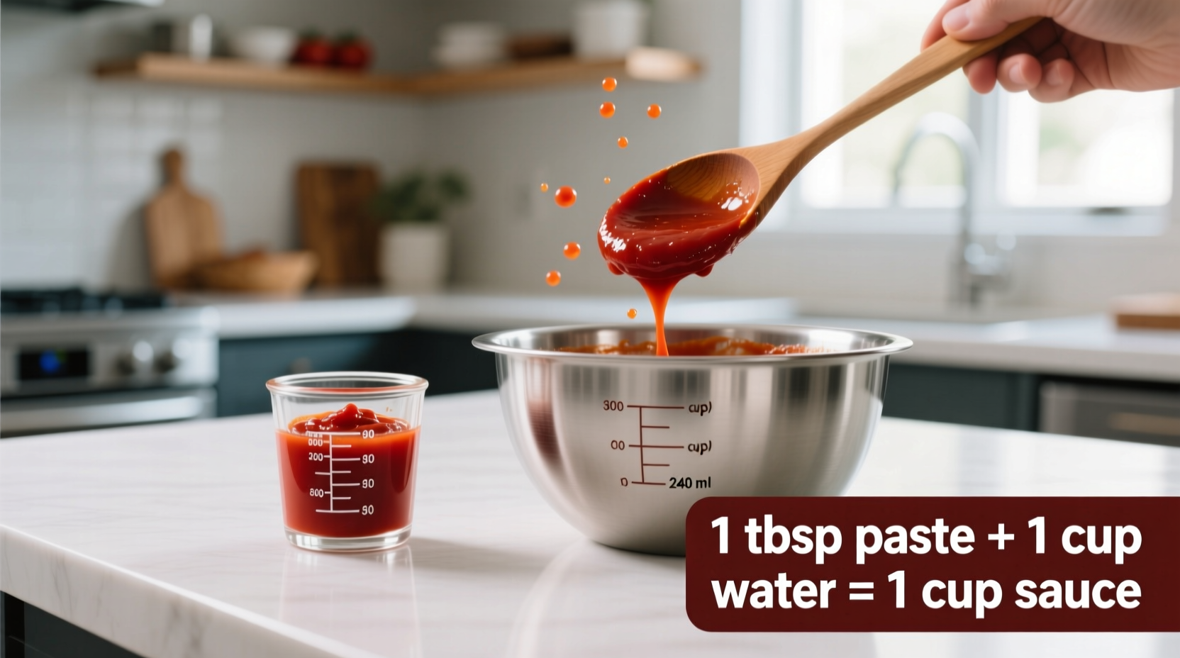 Tomato paste to sauce conversion ratio demonstration