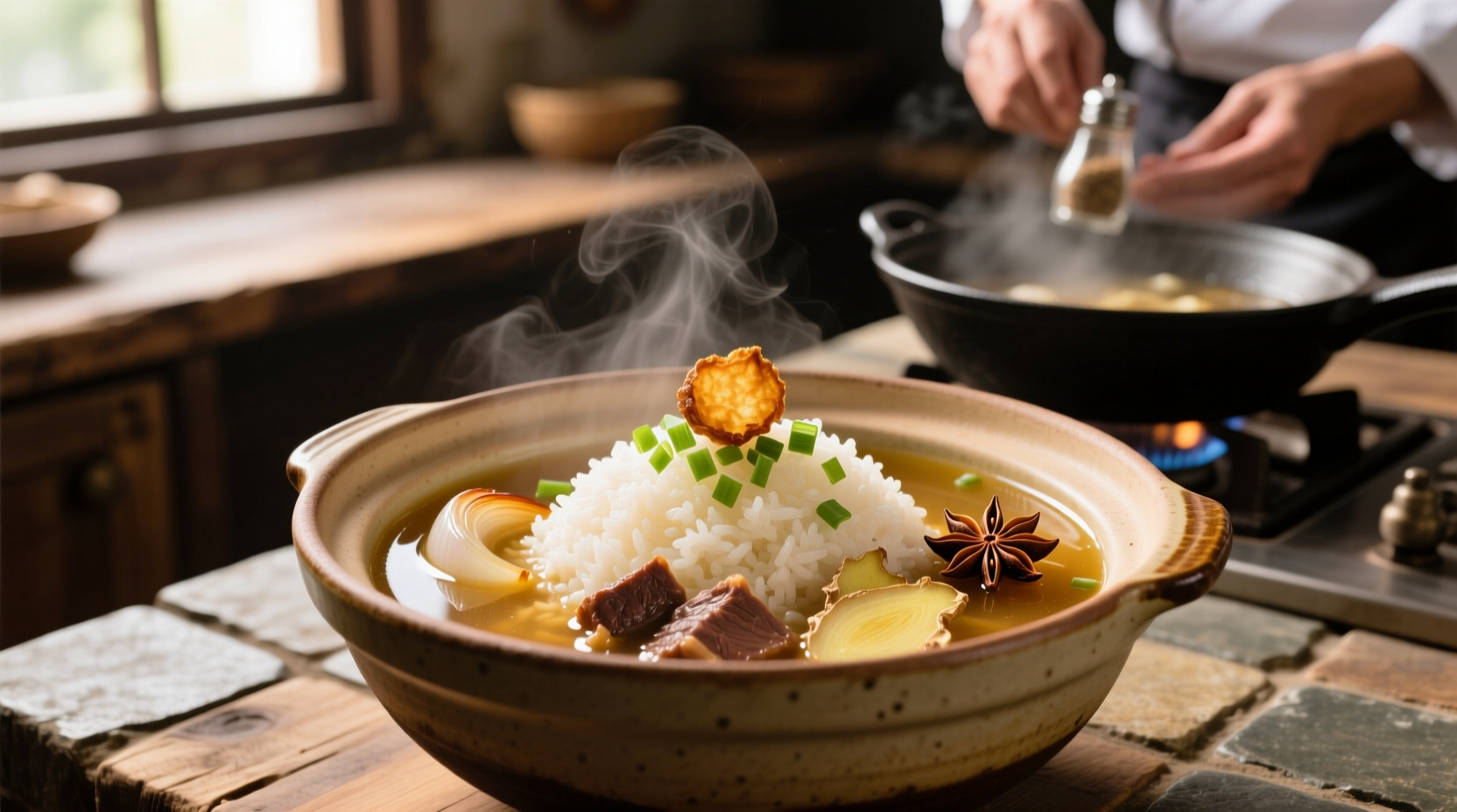 Beef broth used in cooking rice