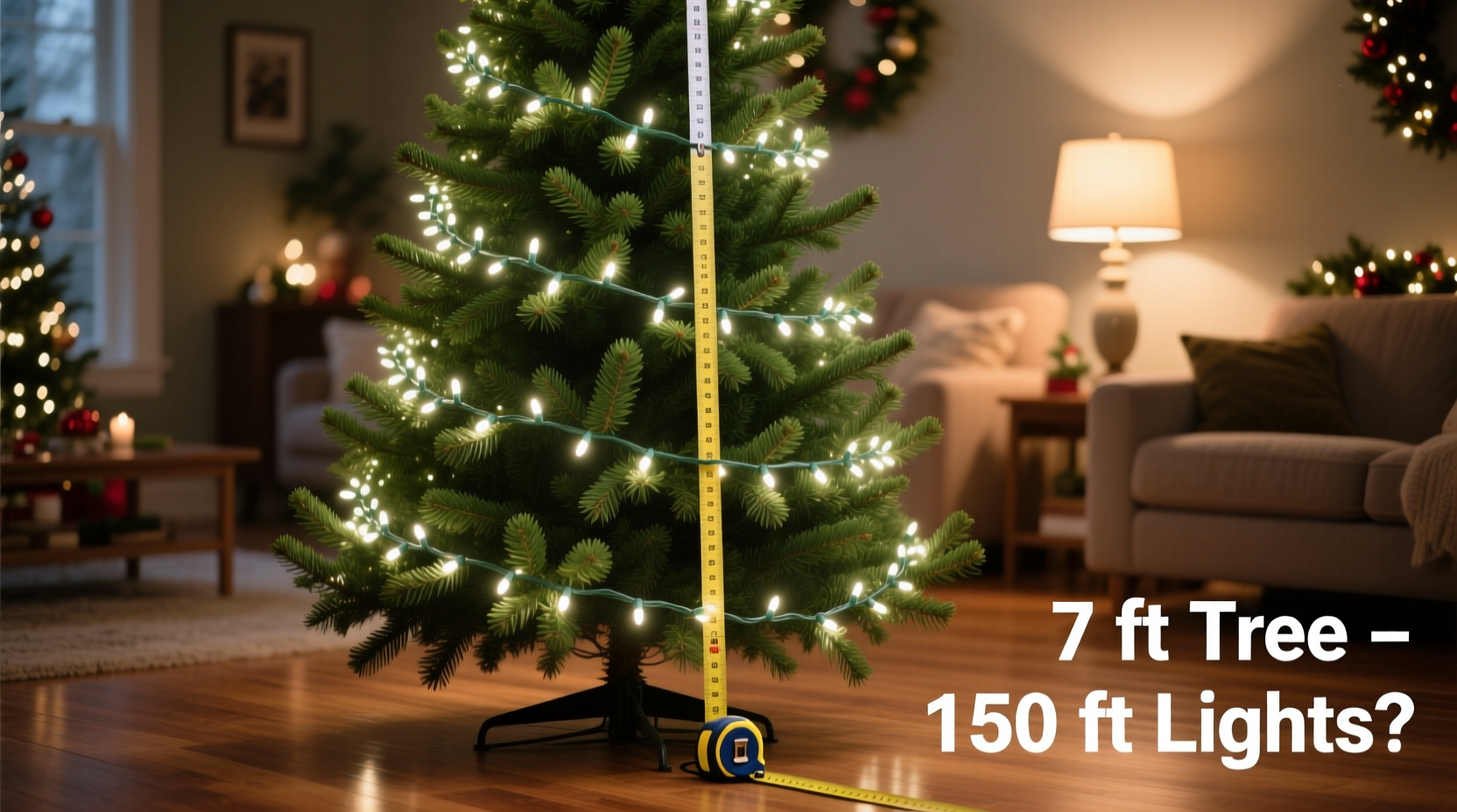 how many feet of christmas lights for 7 foot tree