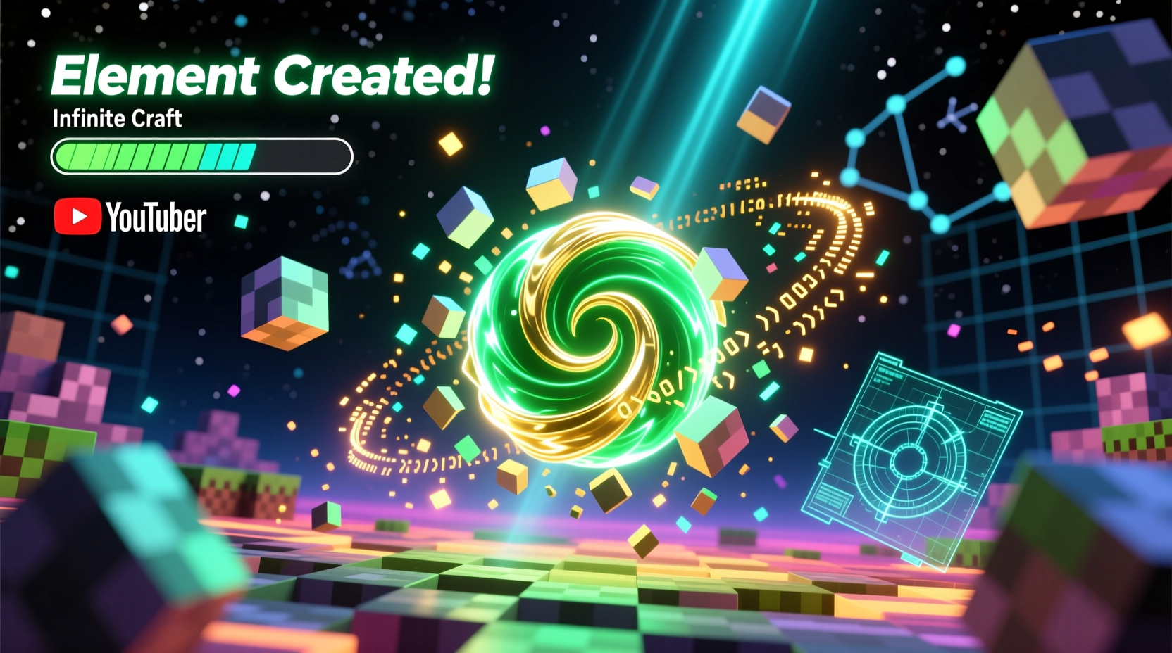 Infinite Craft Youtuber element creation sequence visual