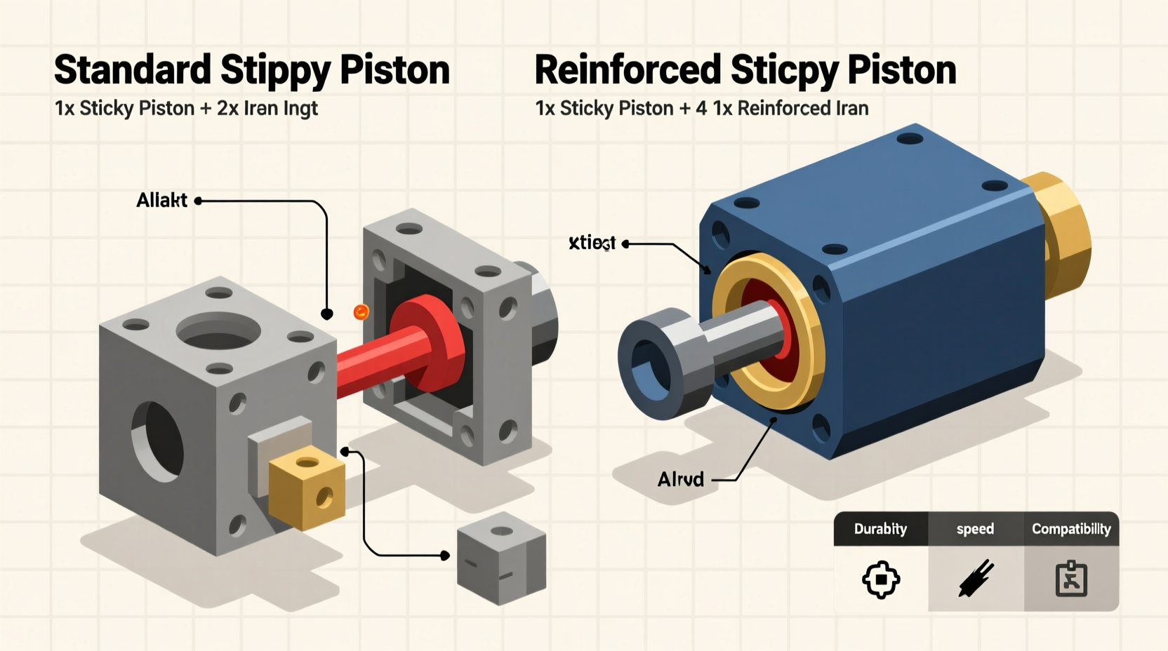 Sticky piston crafting recipe comparison