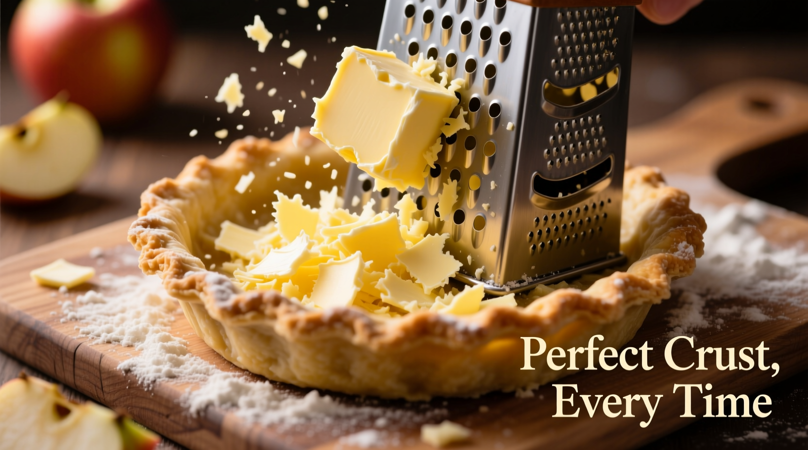 Grating butter for perfect homemade apple pie crust