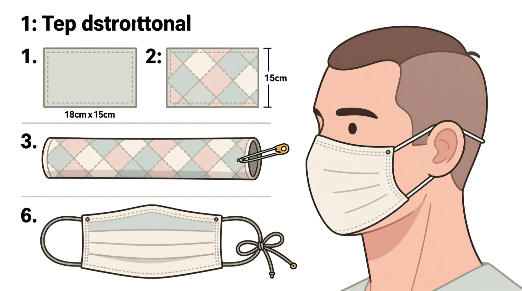 Step-by-step sewing instructions for homemade face mask
