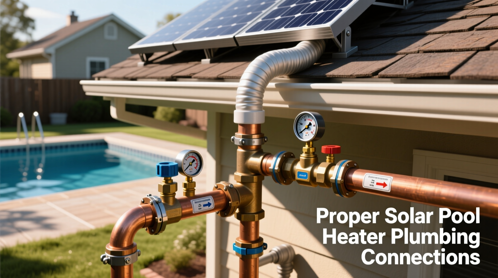 Proper solar pool heater plumbing connections
