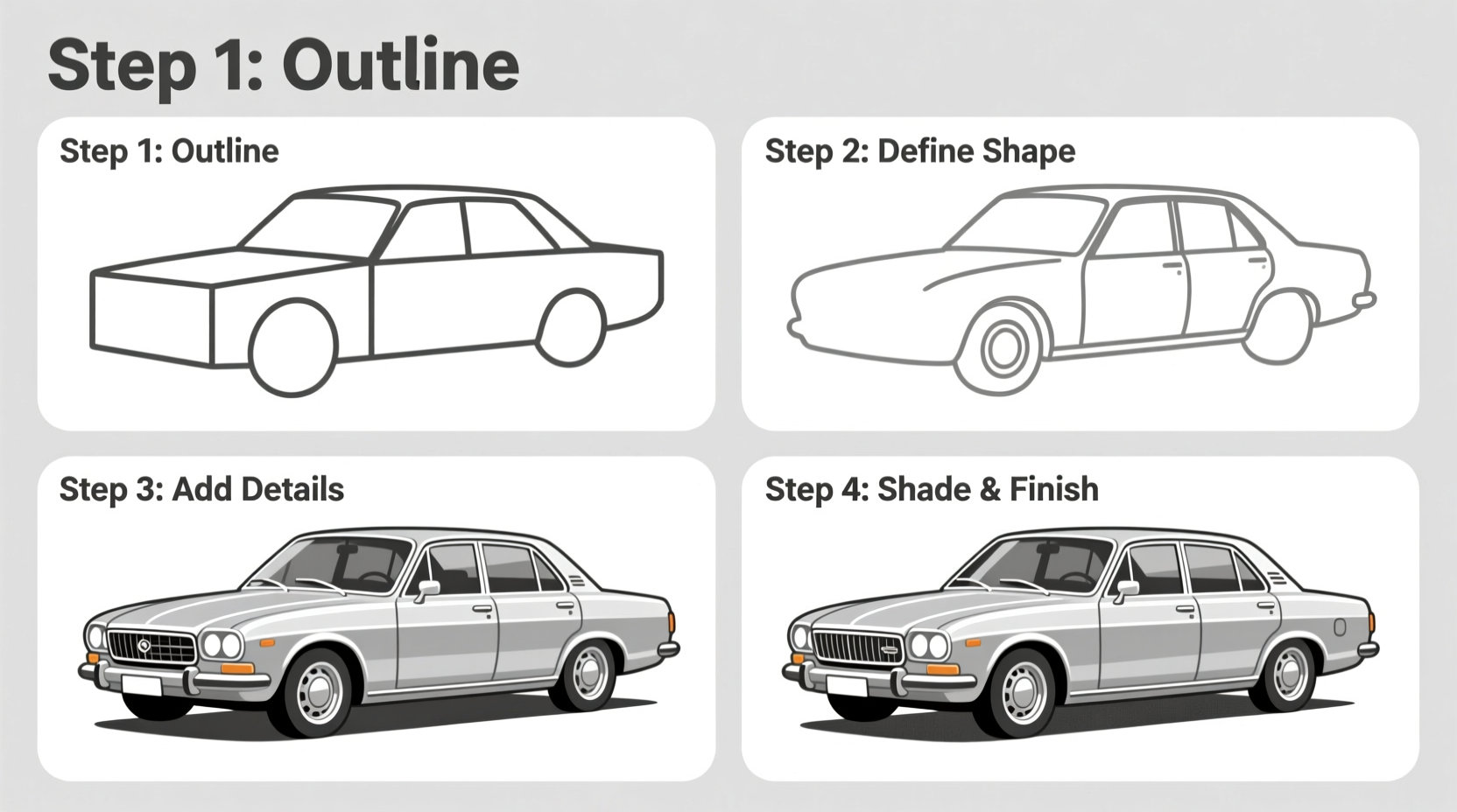 how to draw a car easy