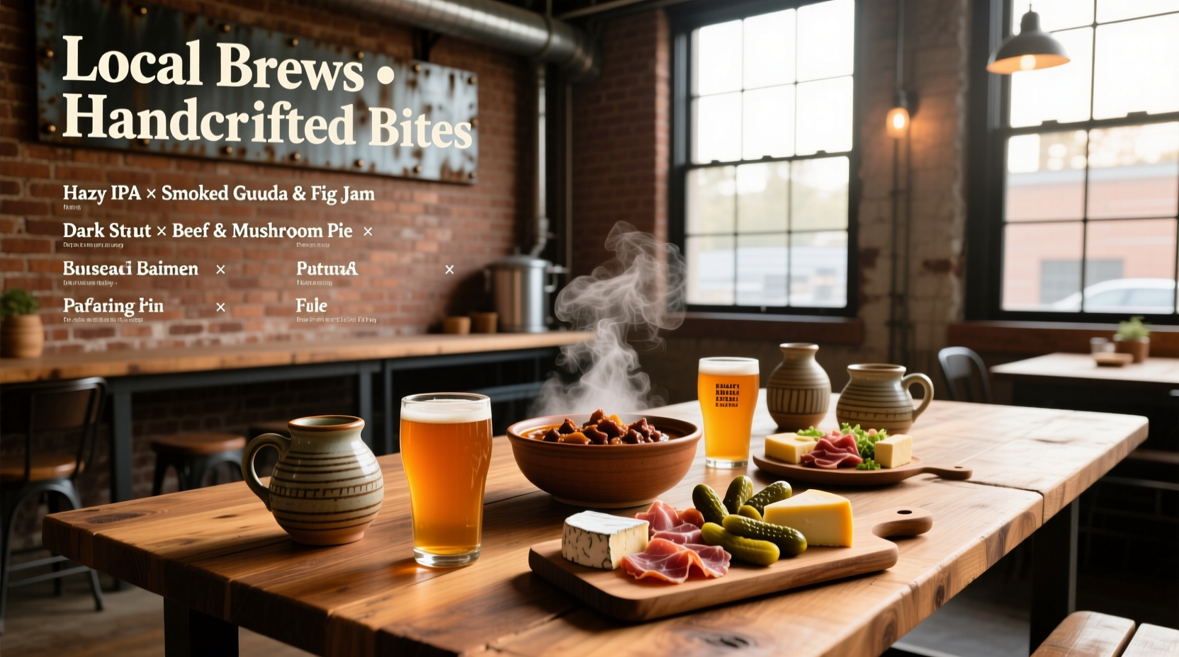 Craft & Draft menu featuring local beer and food pairings