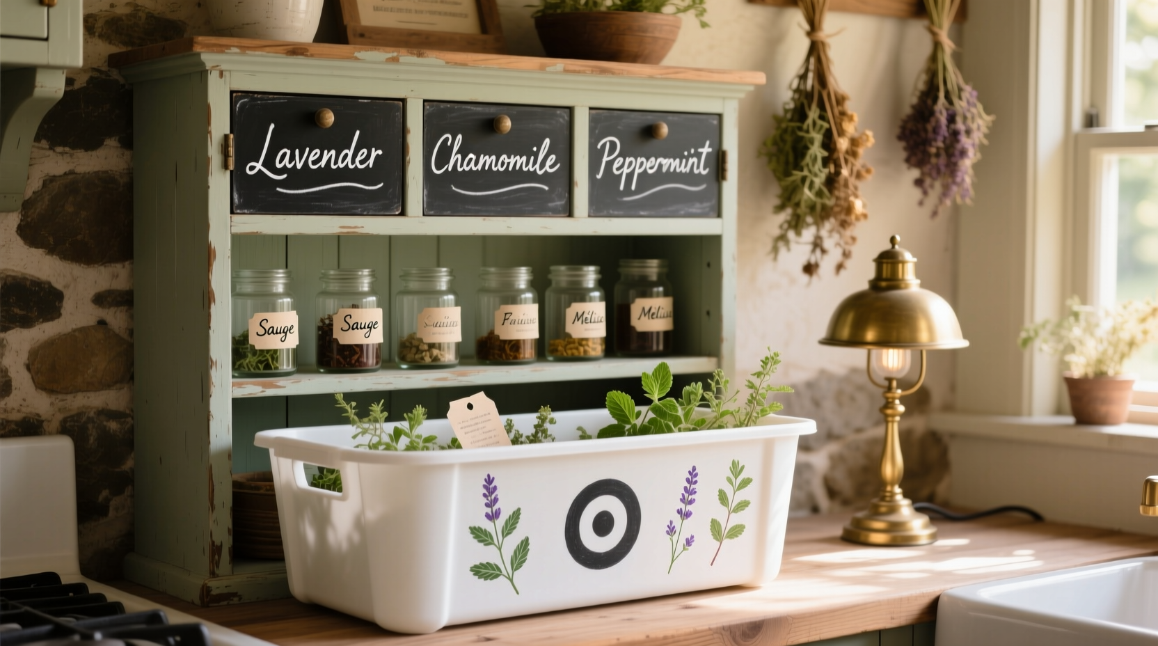 Apothecary cabinet from Target storage bin