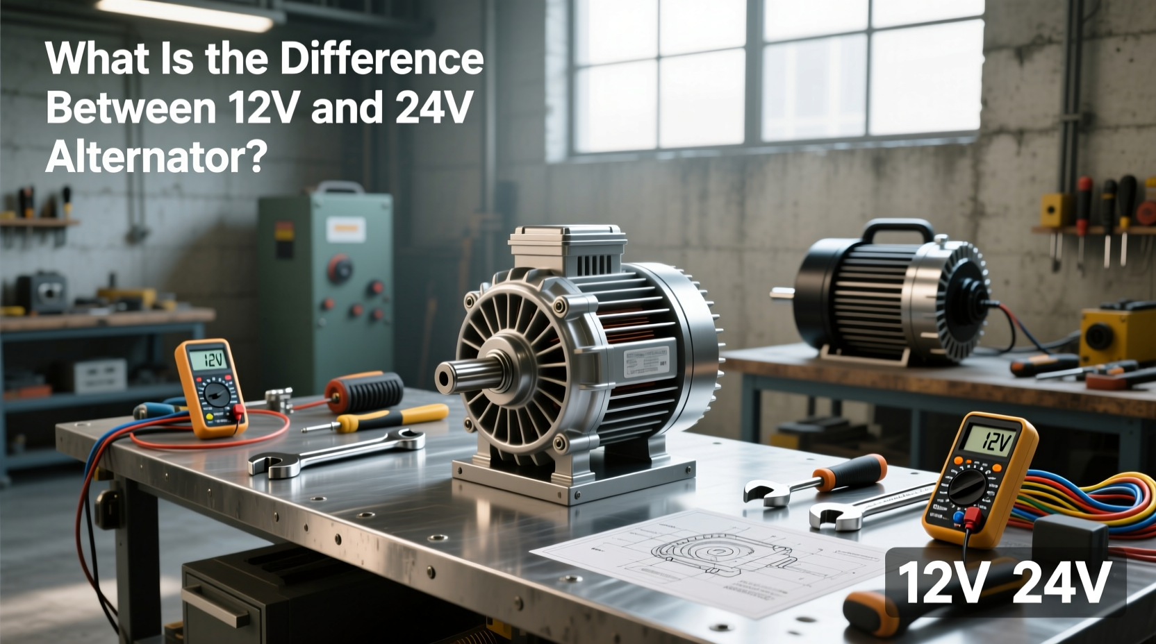 24 volt alternator mounted on engine block