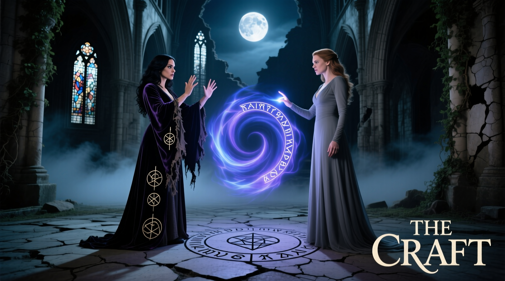 The Craft actresses Fairuza Balk and Robin Tunney casting a spell