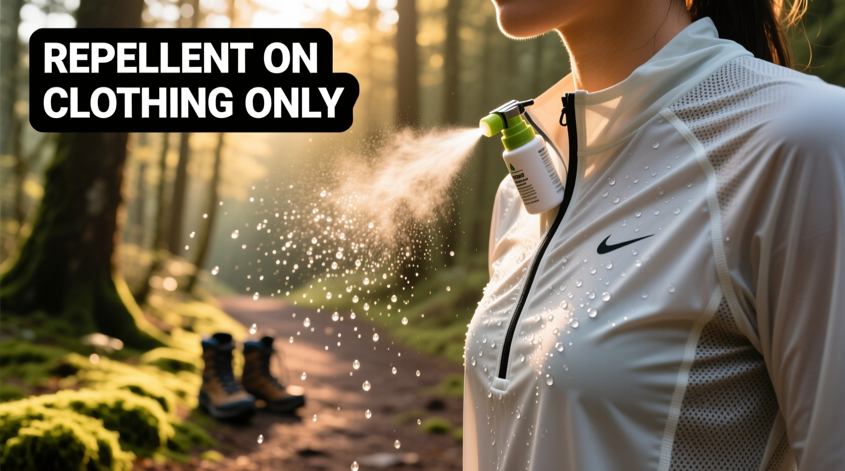 Mosquito repellent application on clothing avoiding skin contact