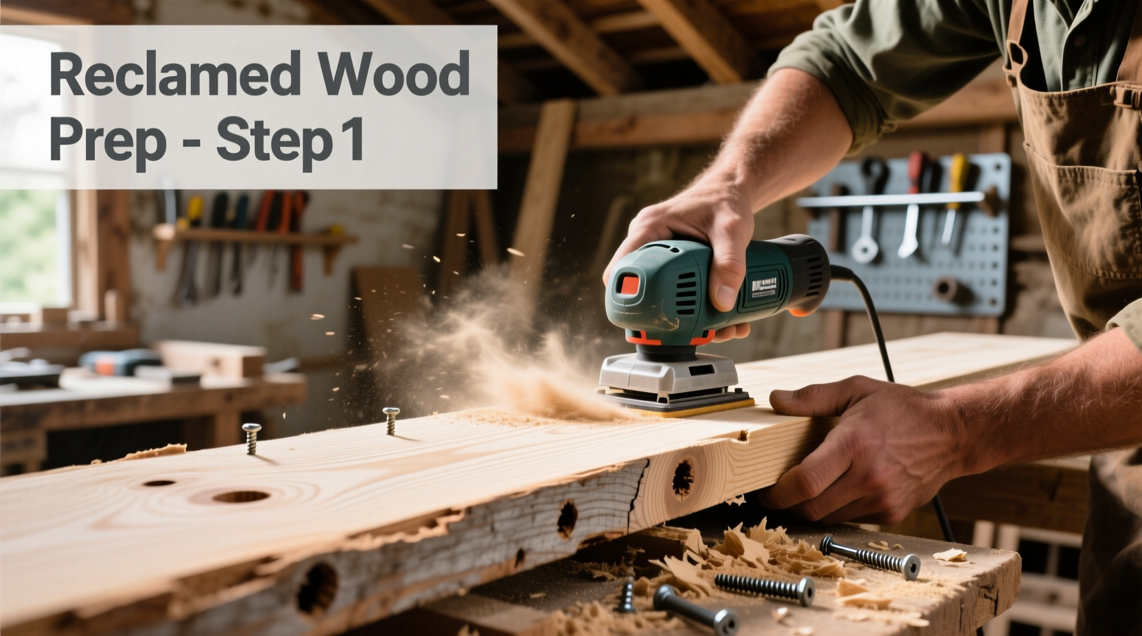 Reclaimed wood preparation for DIY hen house construction