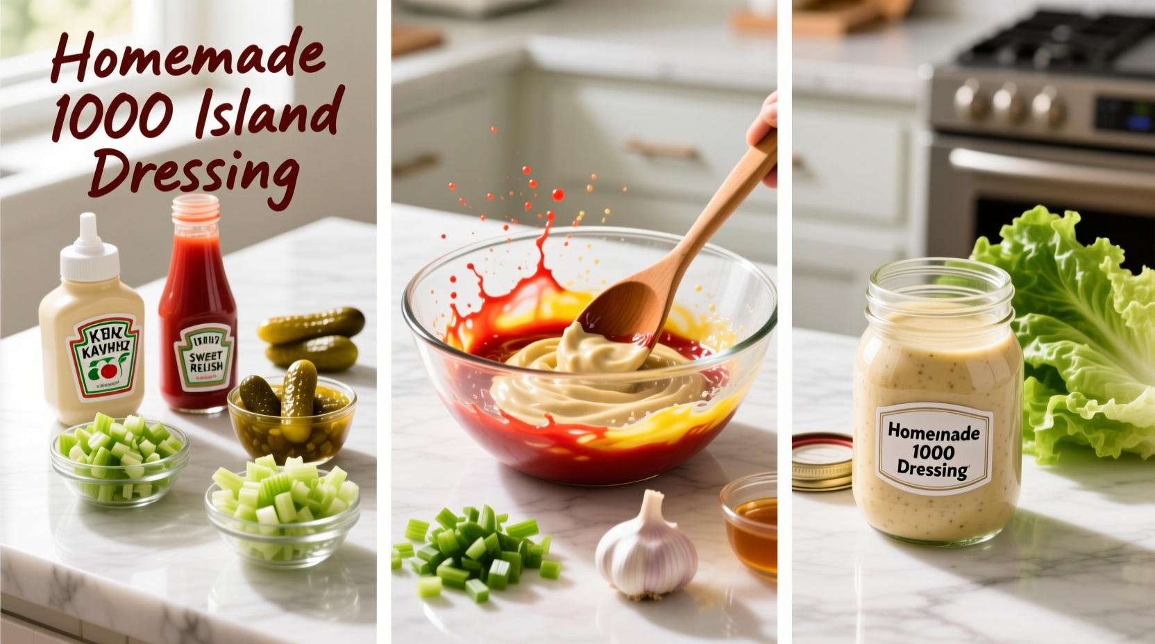 Step-by-step photos of homemade 1000 island dressing preparation