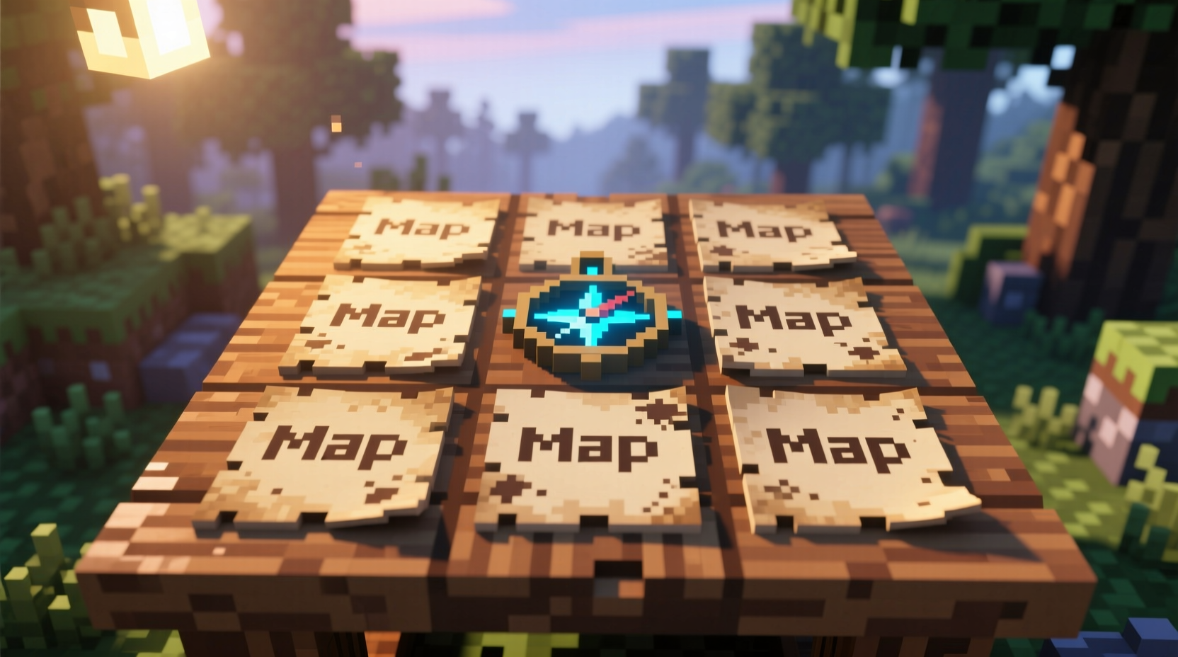 Minecraft crafting grid showing map recipe