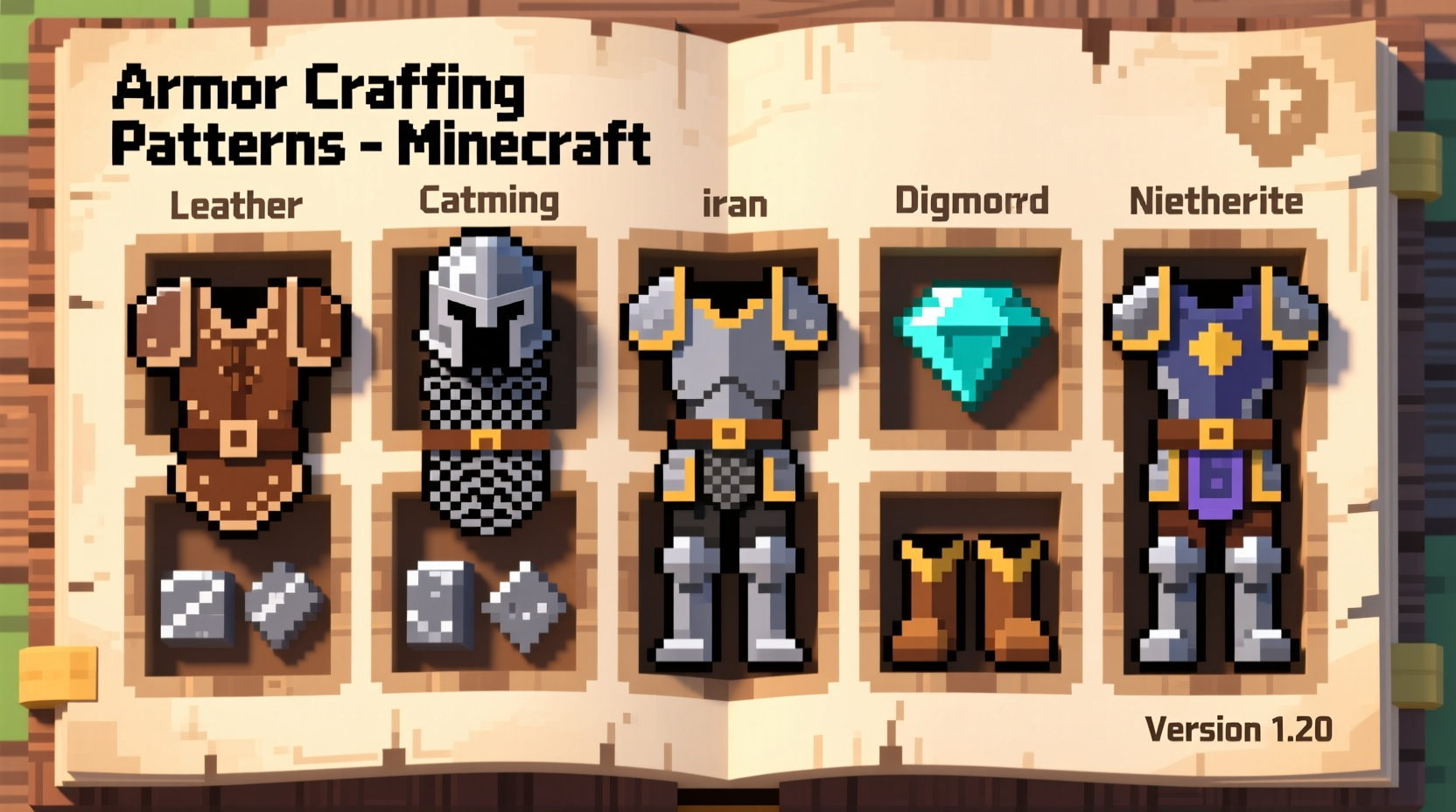 Minecraft armor crafting patterns visual reference