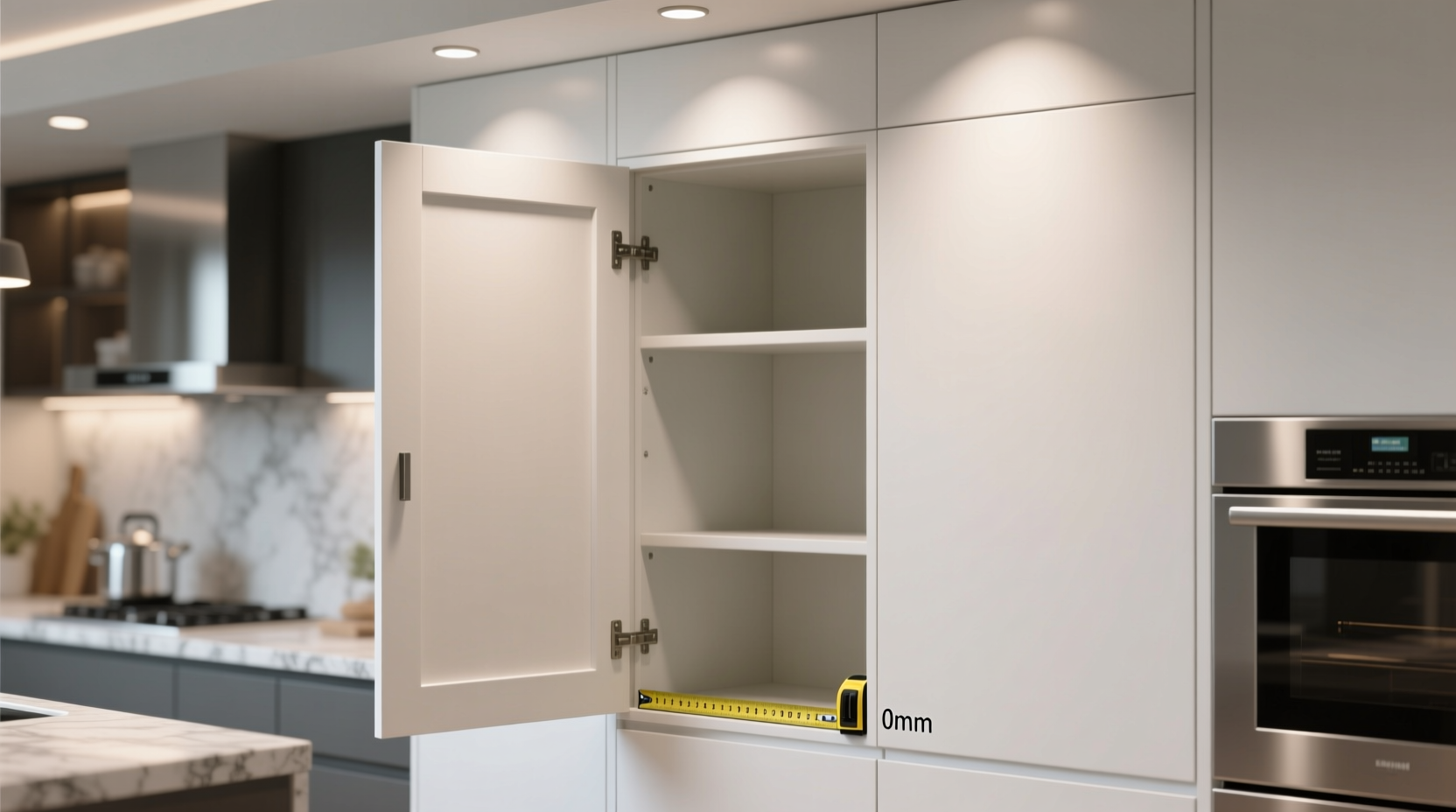 Proper cabinet door alignment demonstration