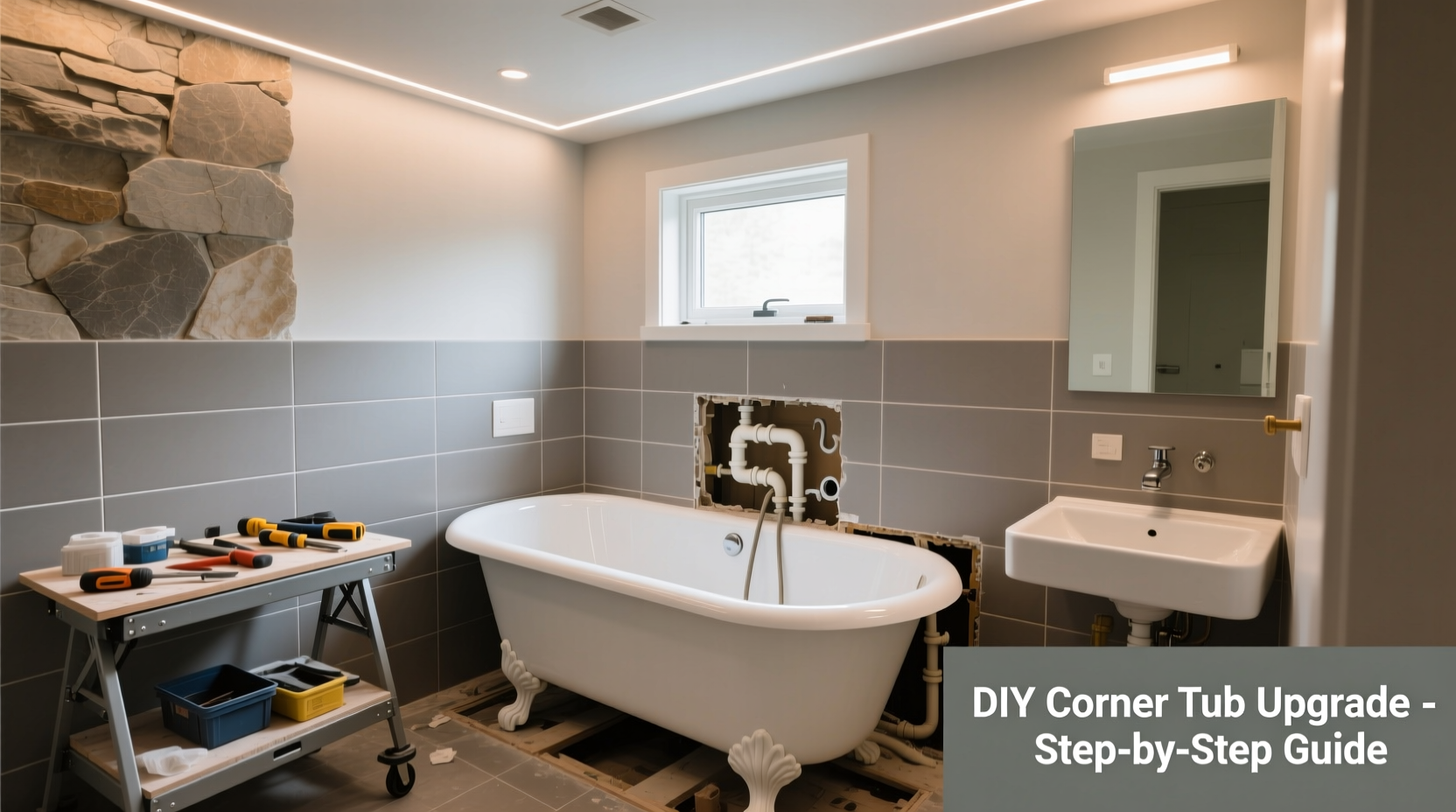 diy replace clawfoot tub with corner unit