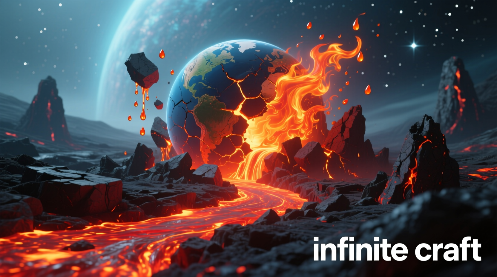 Earth and fire elements combining to form lava in Infinite Craft