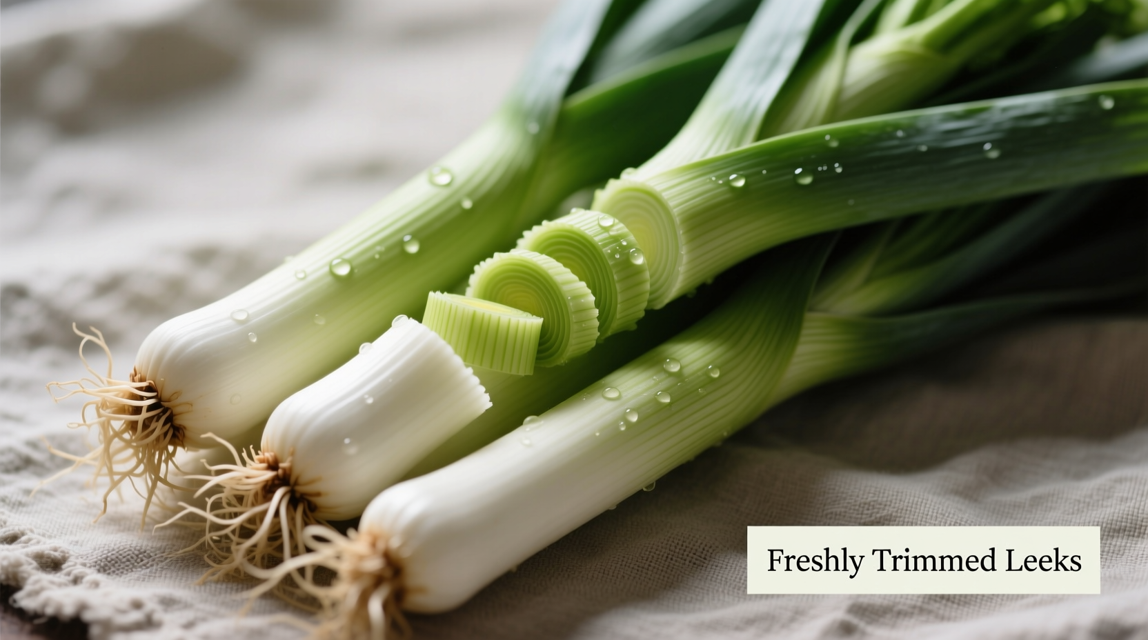 Properly trimmed leeks showing edible sections