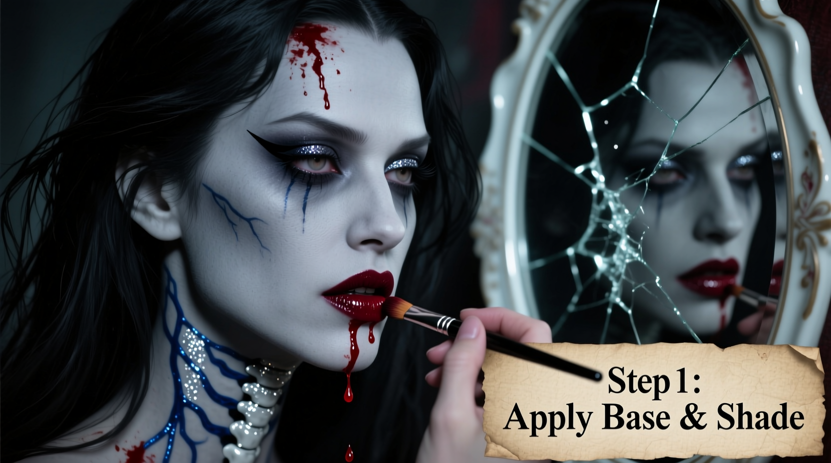 DIY vampire makeup application steps