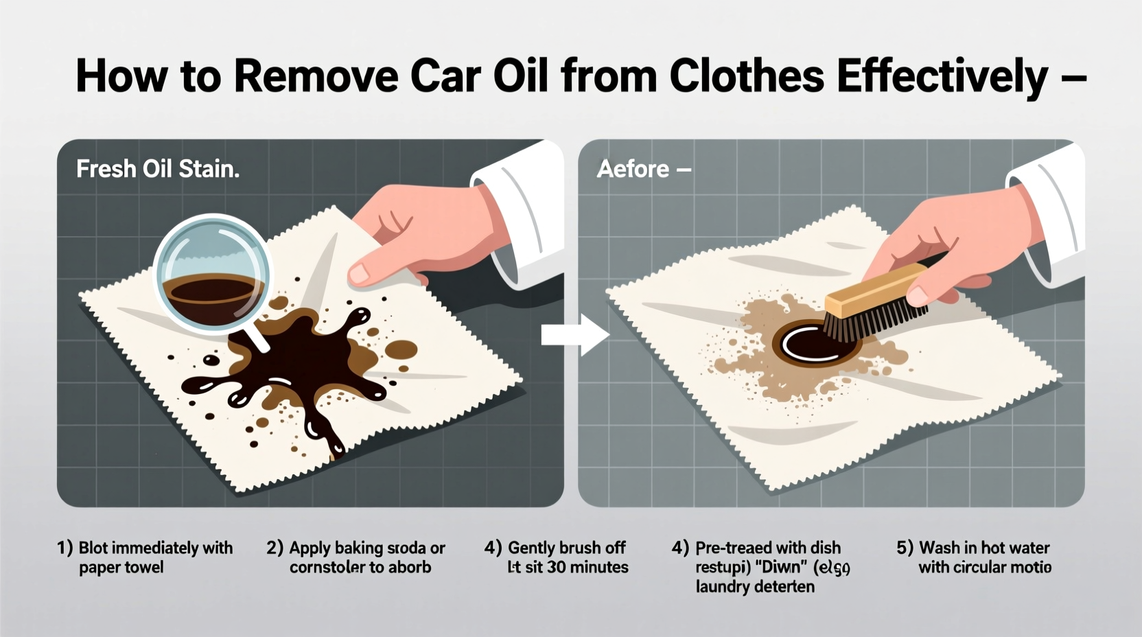 how to remove car oil from clothes