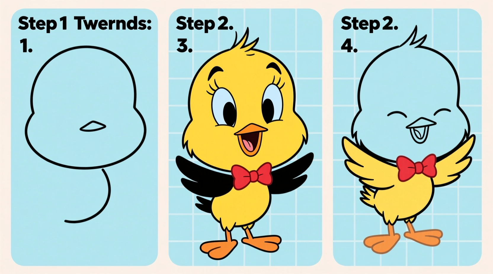 how to draw tweety bird