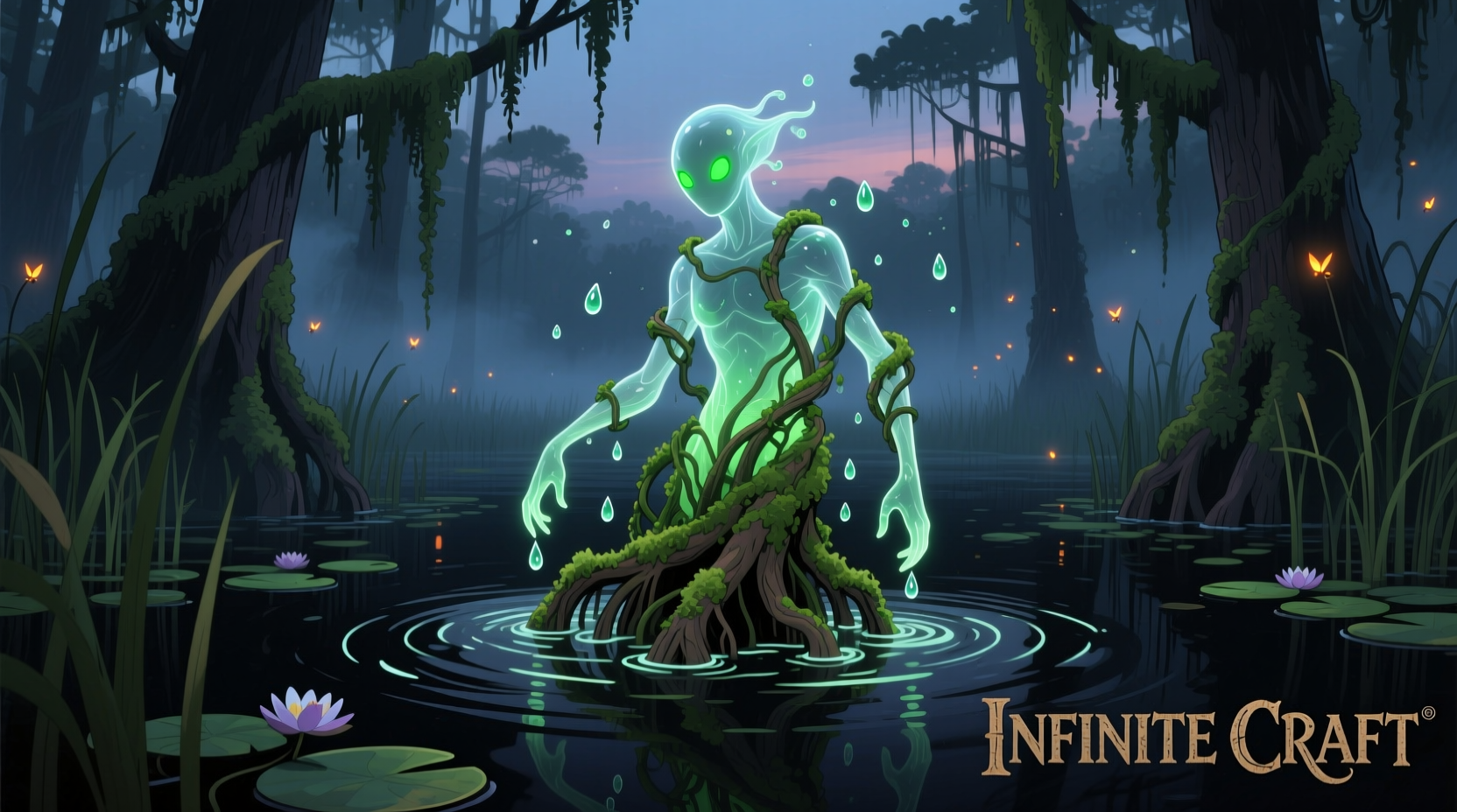 Swamp element forming from plant and water in Infinite Craft
