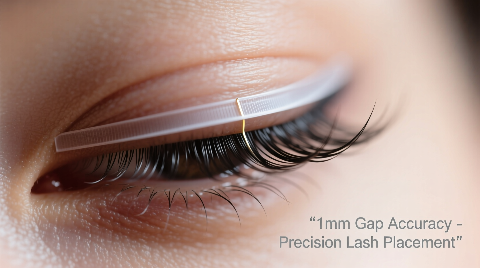 Proper placement distance showing 1mm gap from lash line