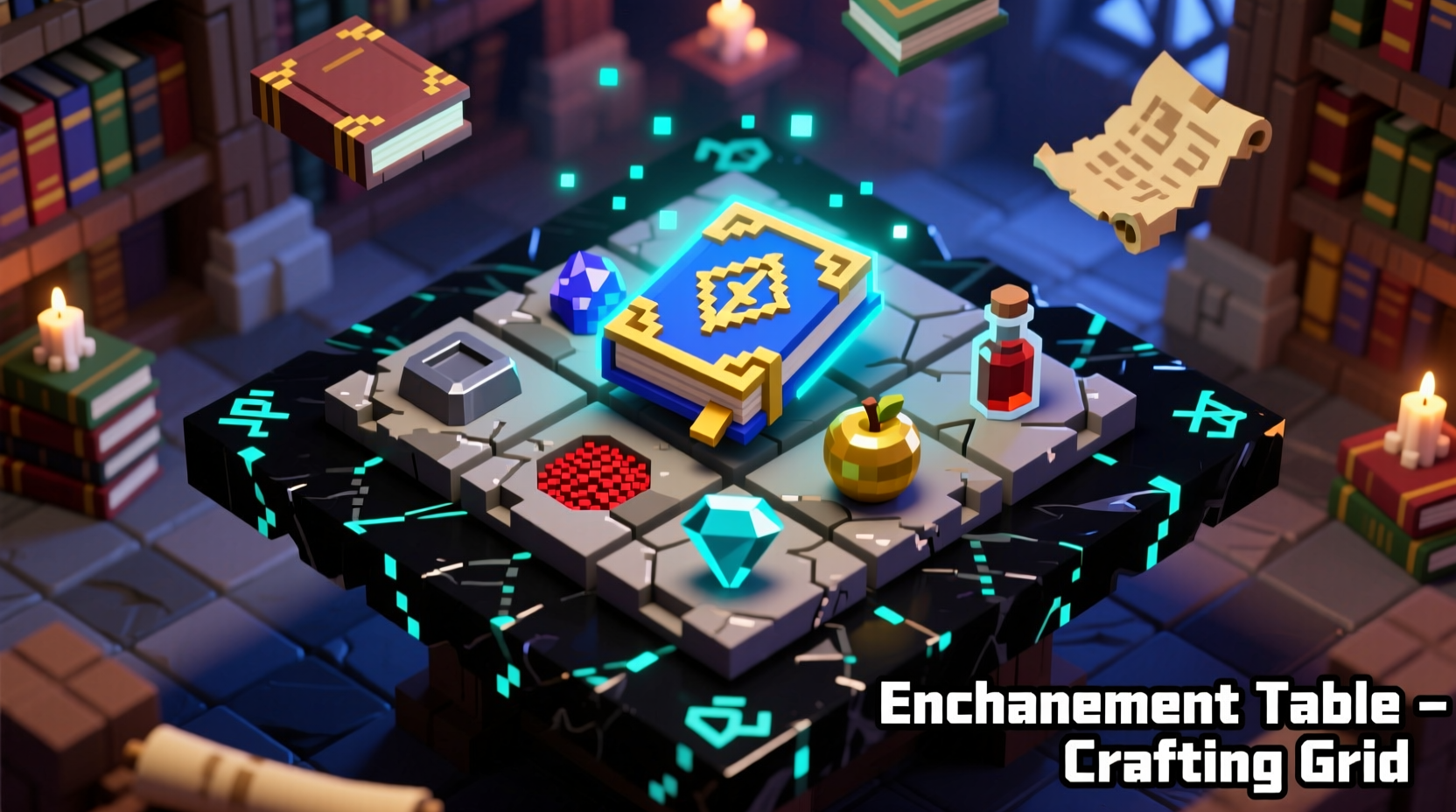 Minecraft enchantment table crafting grid layout