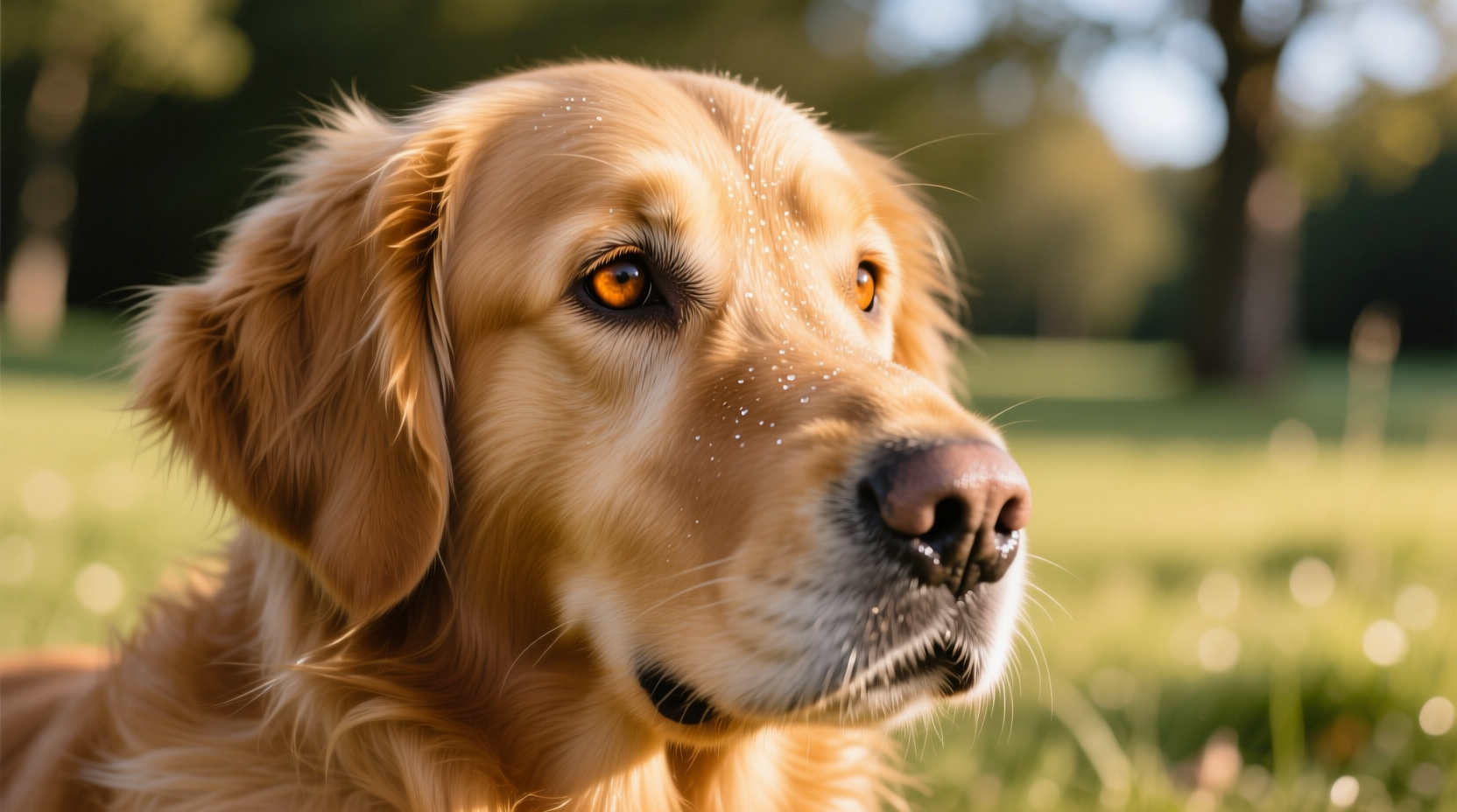 Close-up of dog hotspot on golden retriever