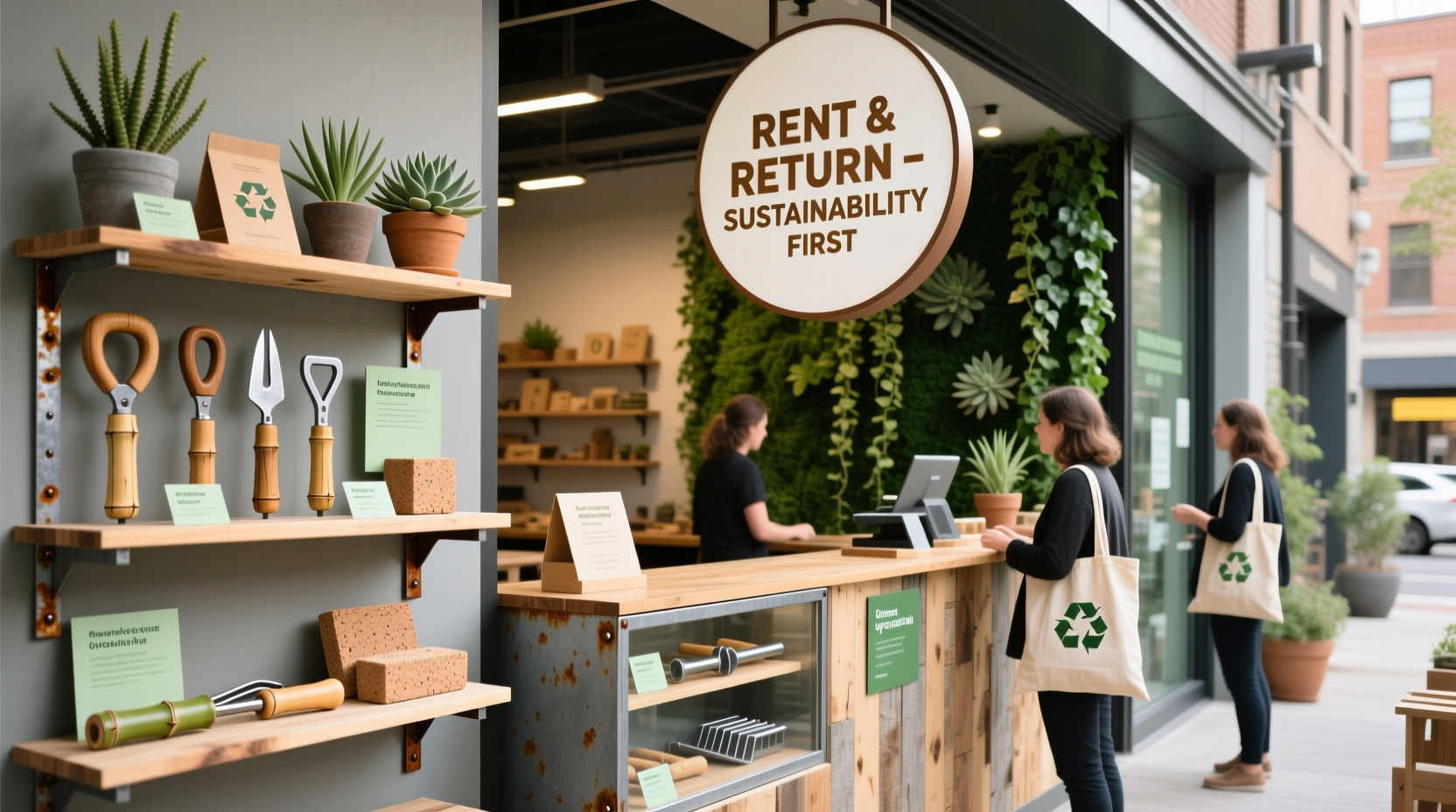 Mr. DIY tool rental station with eco-friendly materials