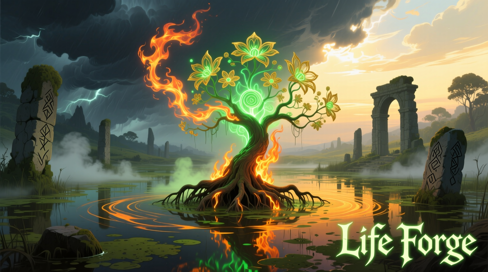 Creating Life element through Swamp and Fire combination